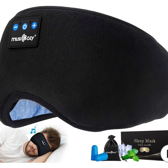 Black Bluetooth Sleep Mask with Headphones - Picture 3 of 5